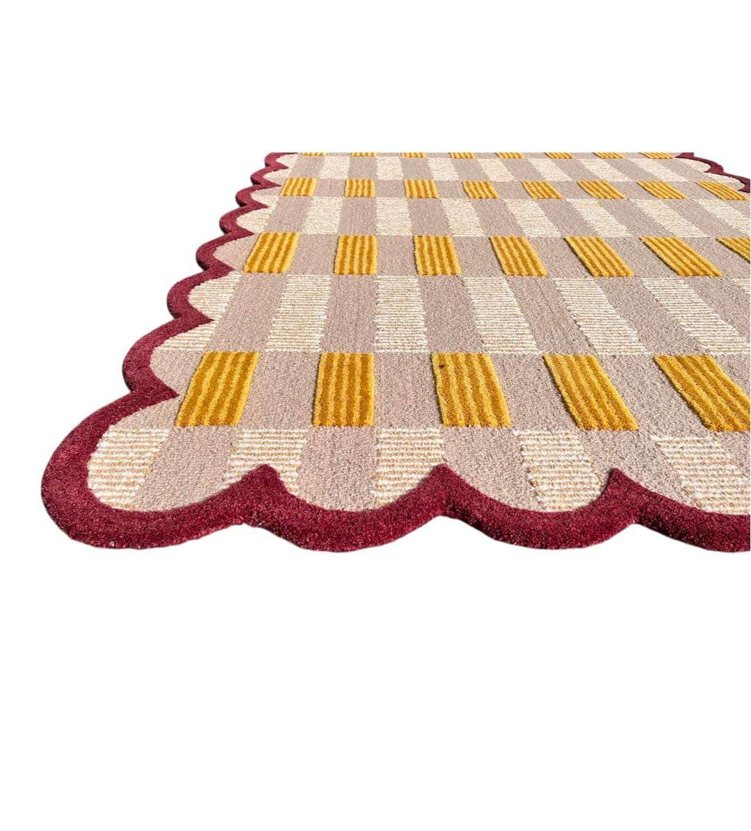 Checkered Scalloped Area Rug