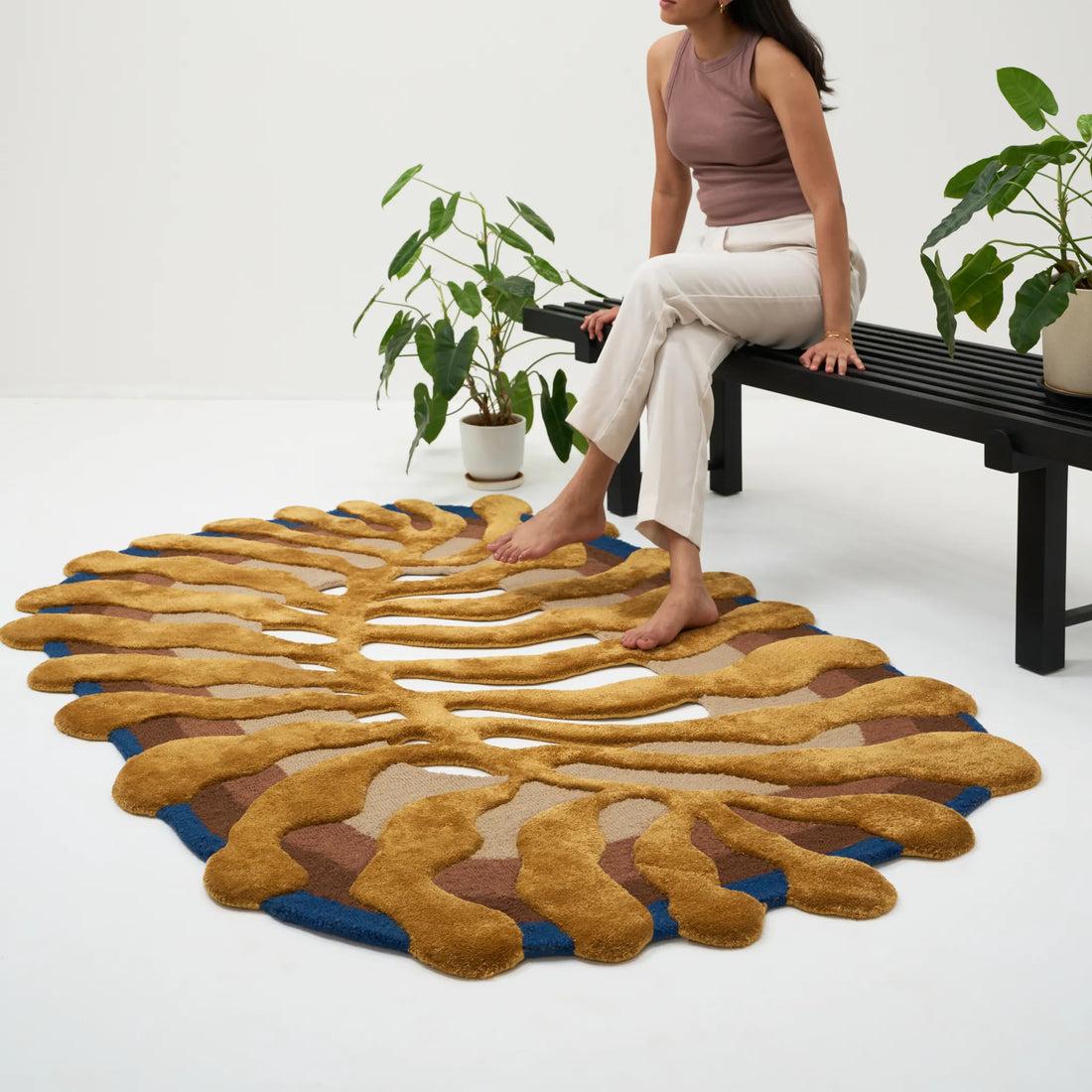 Modern Leaf-Shaped Rug