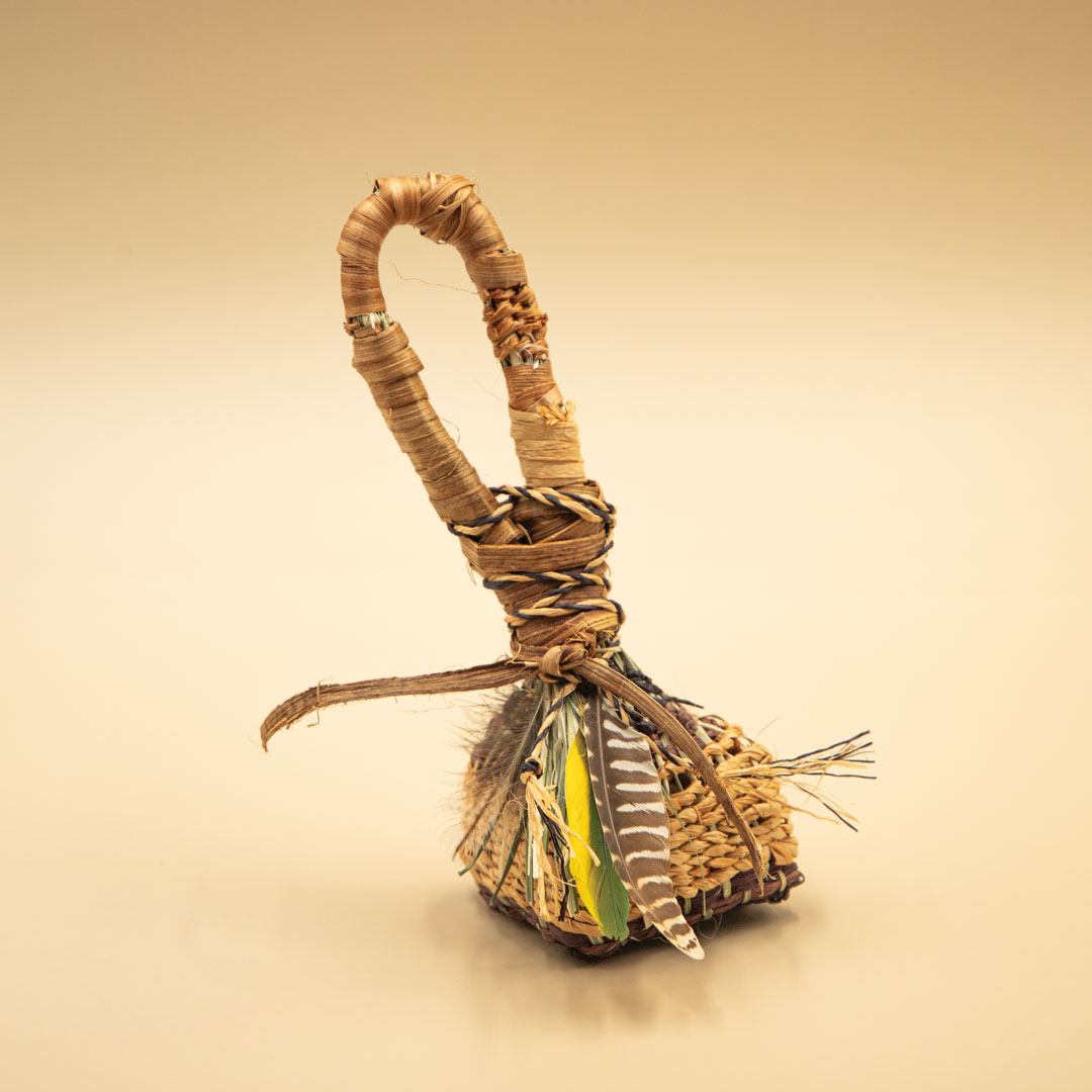 Handcrafted Woven Feather Ceremonial Rattle
