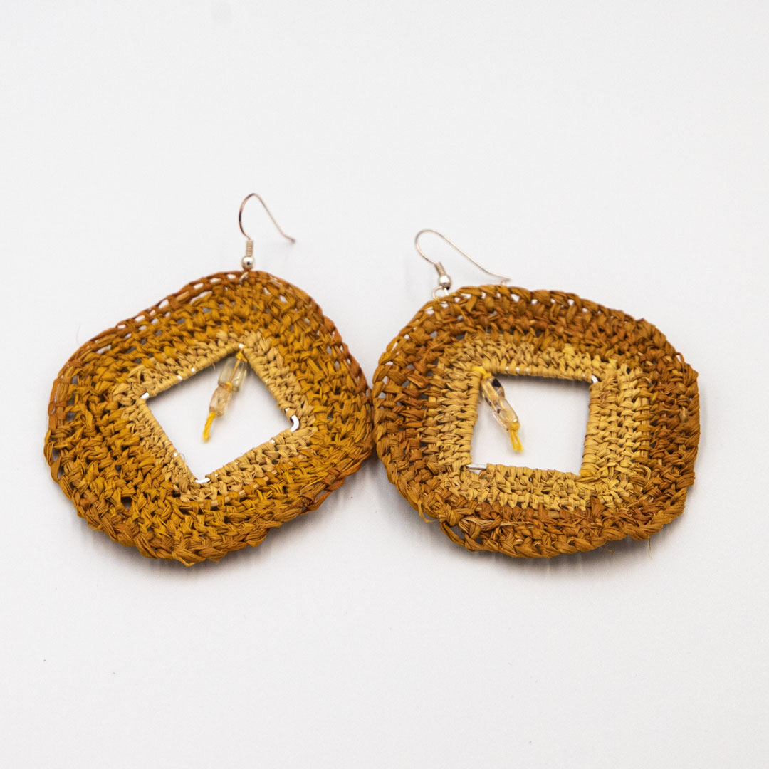 Handwoven Raffia  Drop Earrings