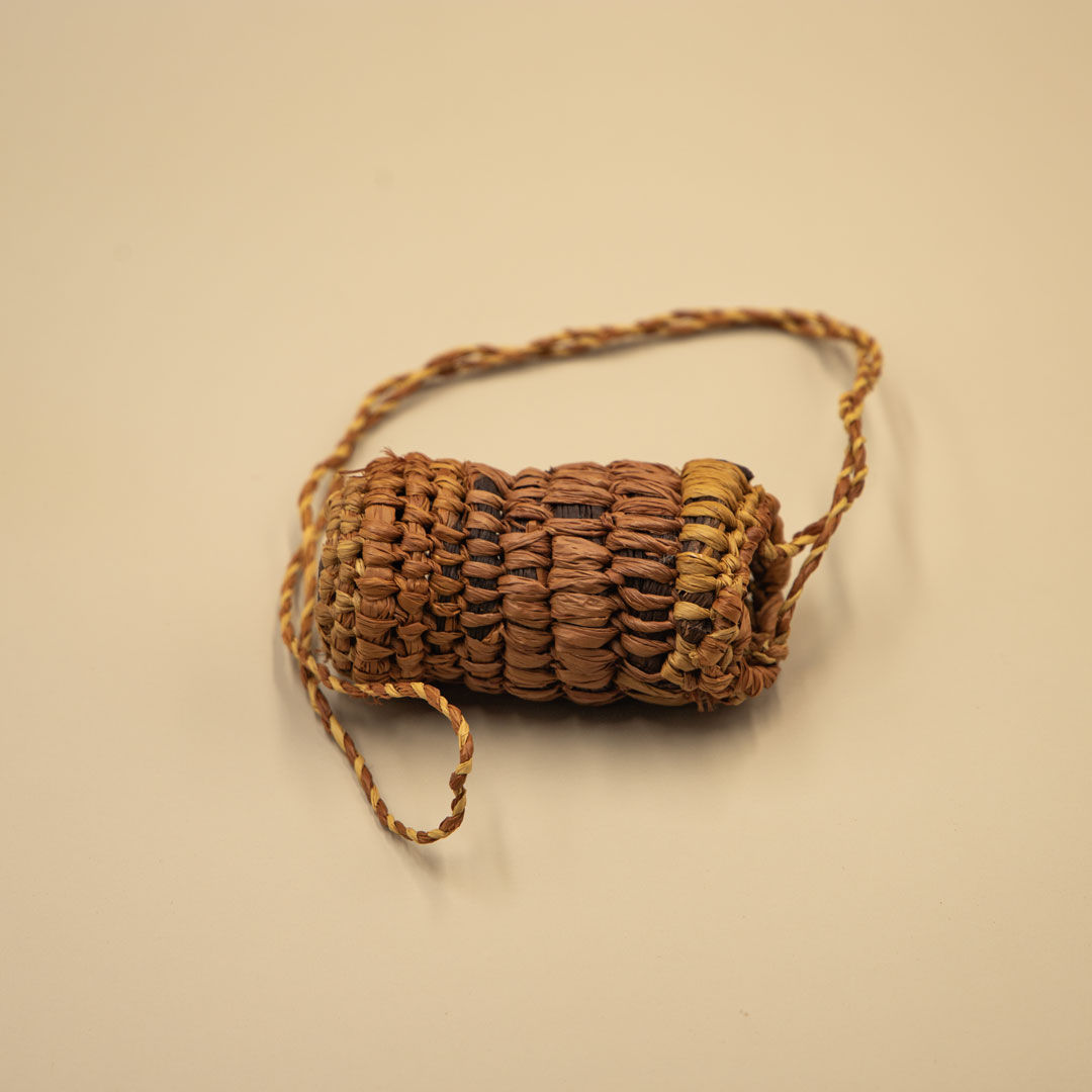 Handwoven  and dyed Raffia Mini Amulet Pouch
