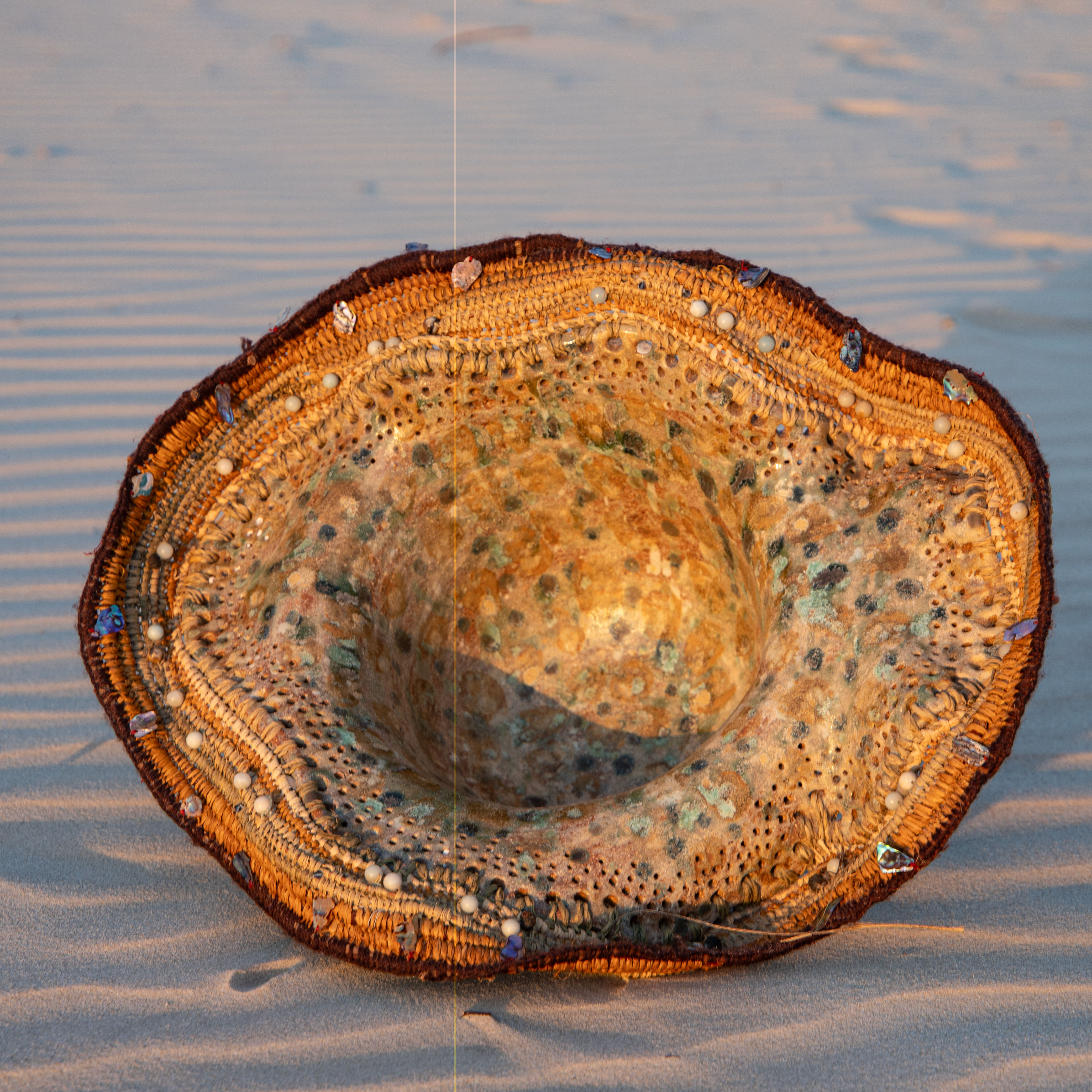 Large Handwoven Natural Fibre Ceramic Statement  Piece