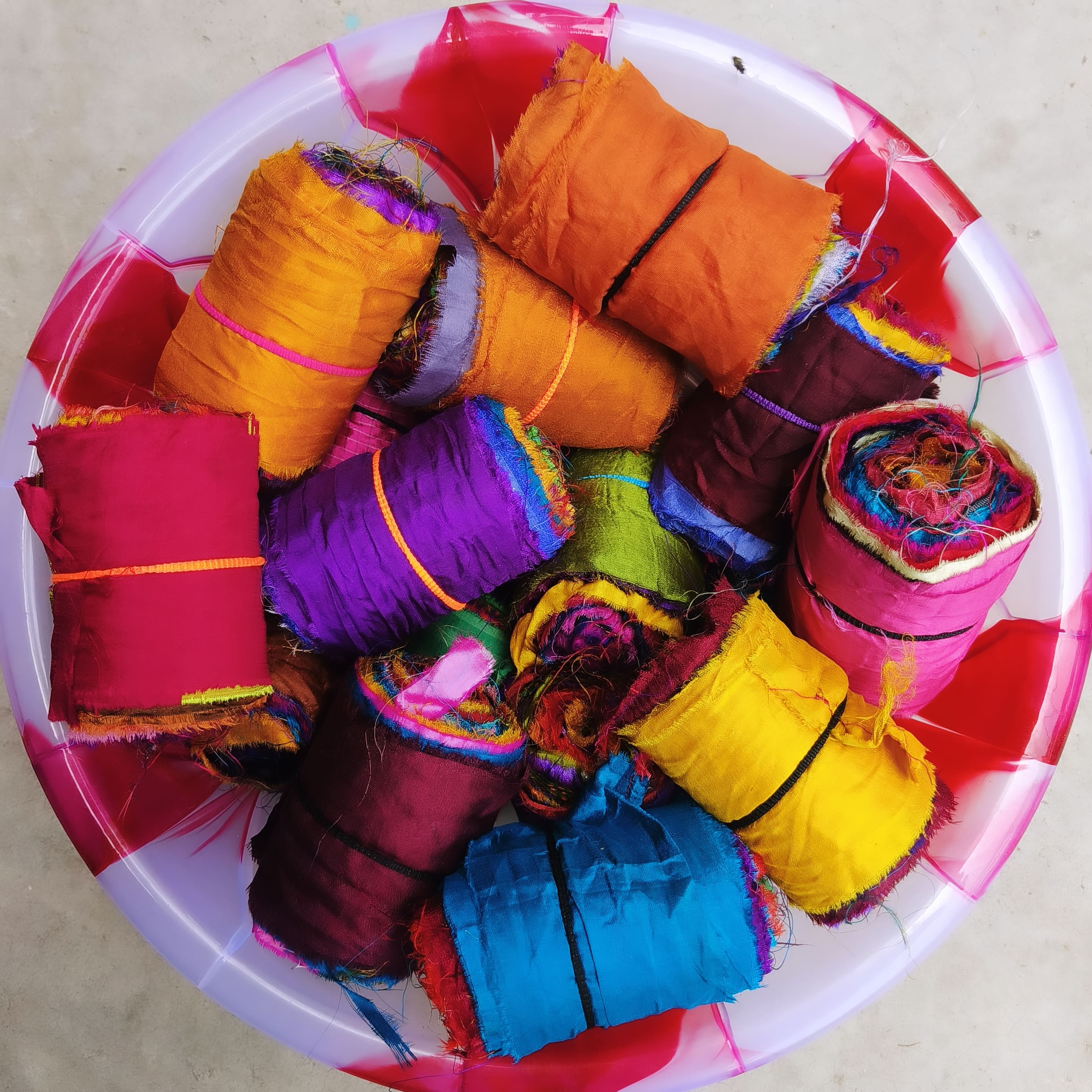 Handmade Colorful Silk Fabric Roll