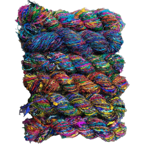 Handspun Recycled Sari Silk Fiber Yarn