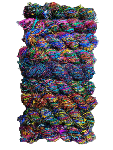 Handspun Recycled Sari Silk Fiber Yarn