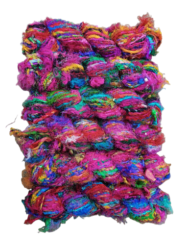 Colorful Recycled Sari Silk Chindi Twisted Yarn