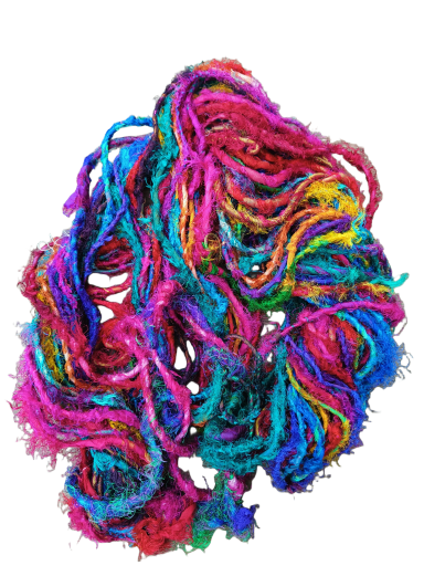 Colorful Recycled Sari Silk Chindi Twisted Yarn