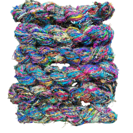 Hand-Spun Recycled Sari Silk Zari Yarn
