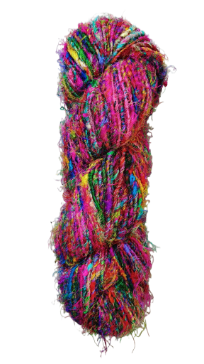 Colorful Sari Silk Hand-Spun Yarn