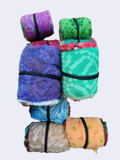 Assorted Colorful Printed Chiffon Fabric, Roll, Ribbon
