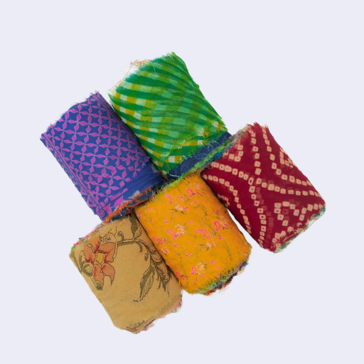 Assorted Colorful Printed Chiffon Fabric, Roll, Ribbon