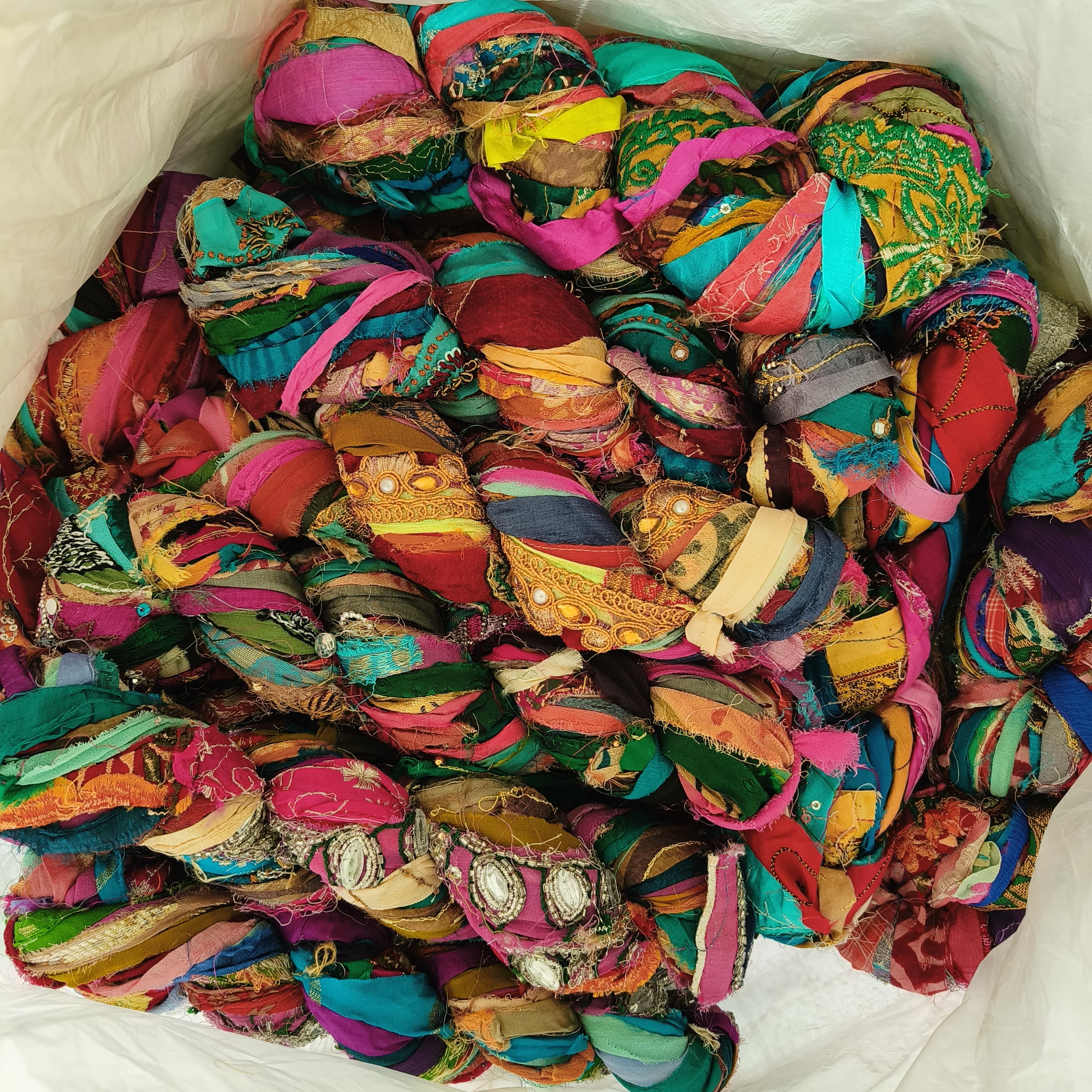 Colorful Vintage Sari Silk Embroidery Ribbons