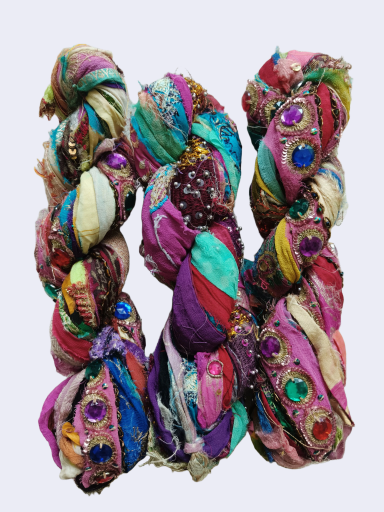 Colorful Vintage Sari Silk Embroidery Ribbons