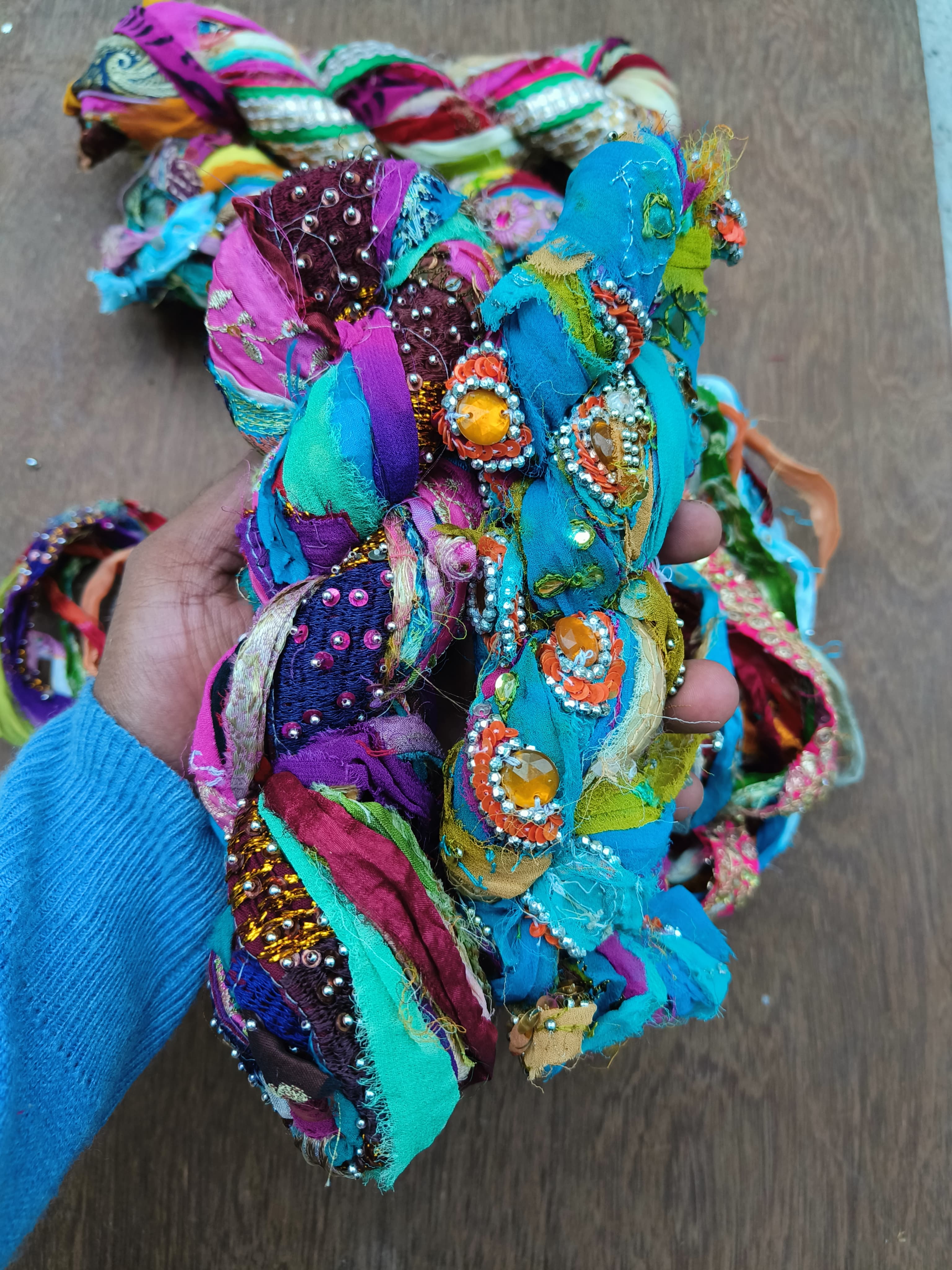 Colorful Vintage Sari Silk Embroidery Ribbon 5KG Price