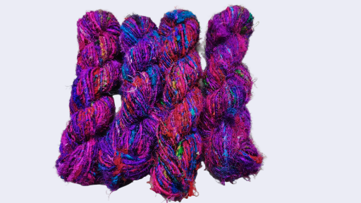 Colorful Sari Silk Hand-Spun Yarn