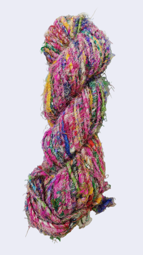 Colorful Sari Silk Hand-Spun Yarn