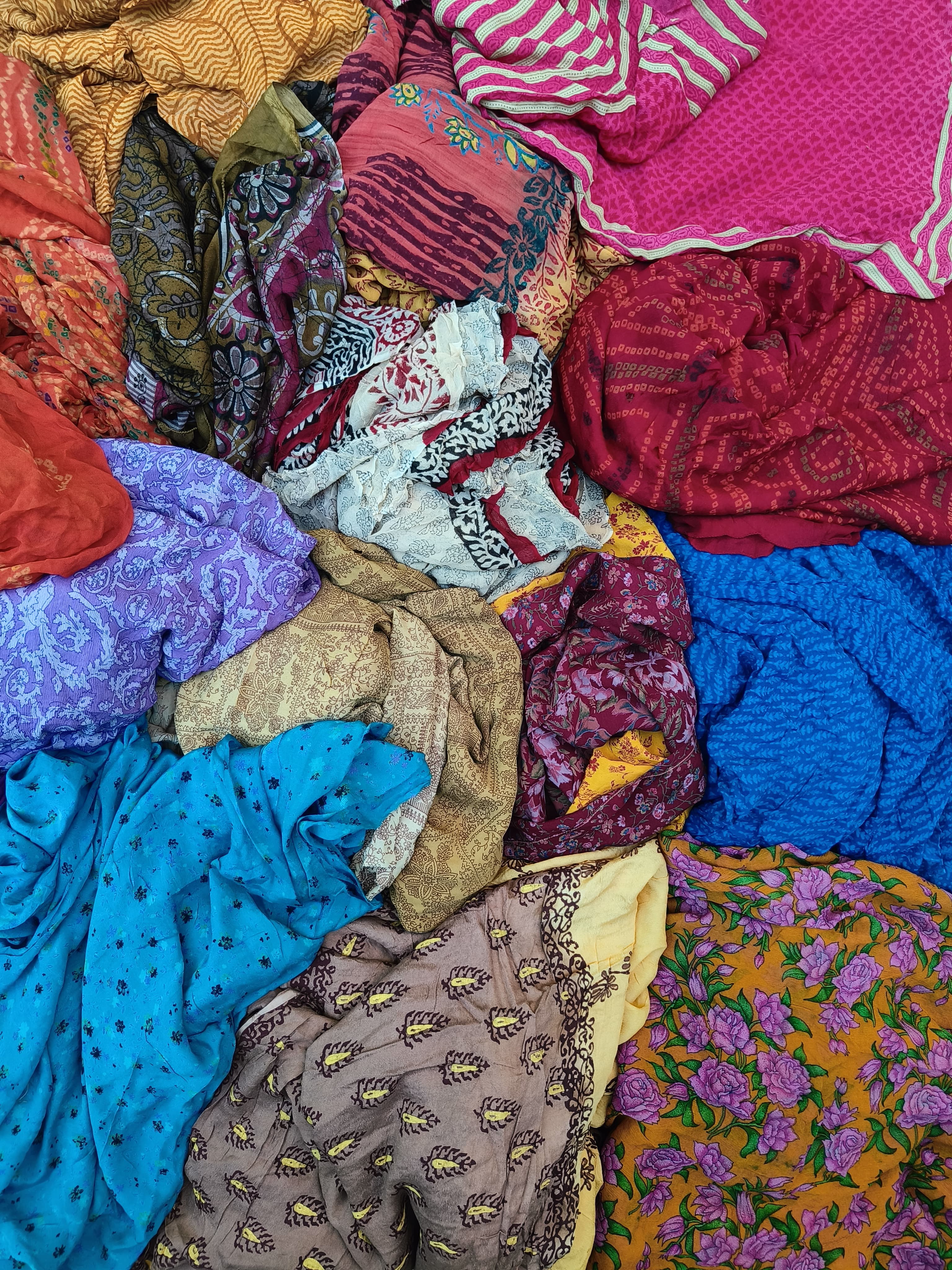 Assorted Colorful Printed Chiffon Fabric, Roll, Ribbon