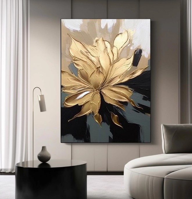 Golden Flower Canvas Art