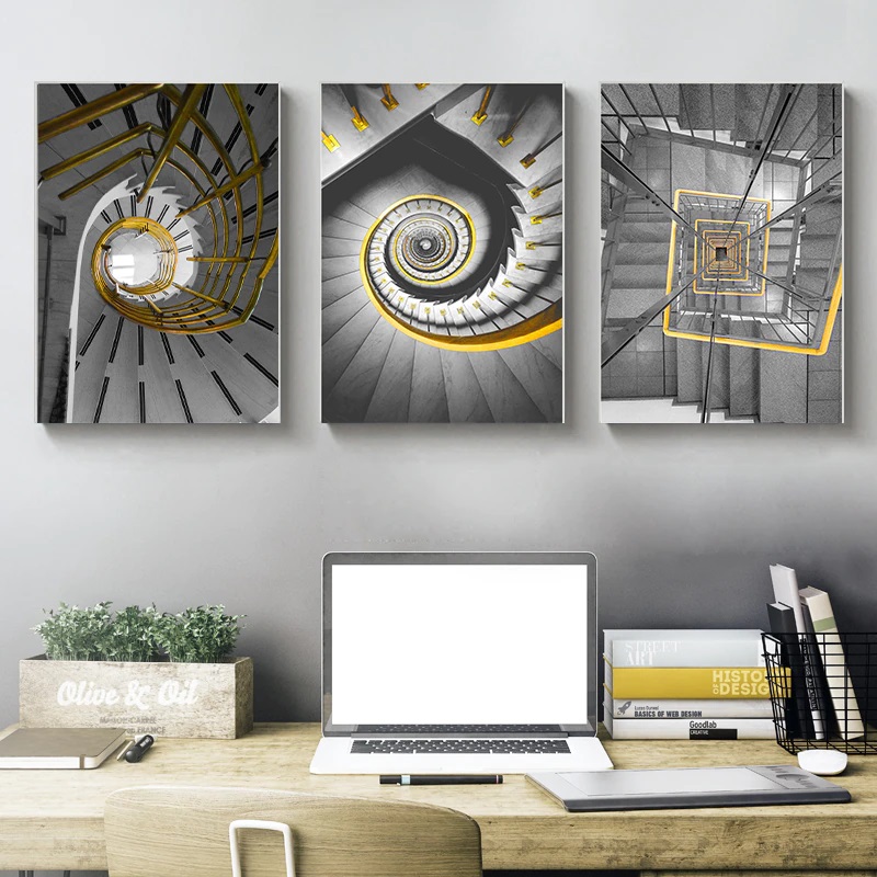 Modern Spiral Staircase Wall Art Set
