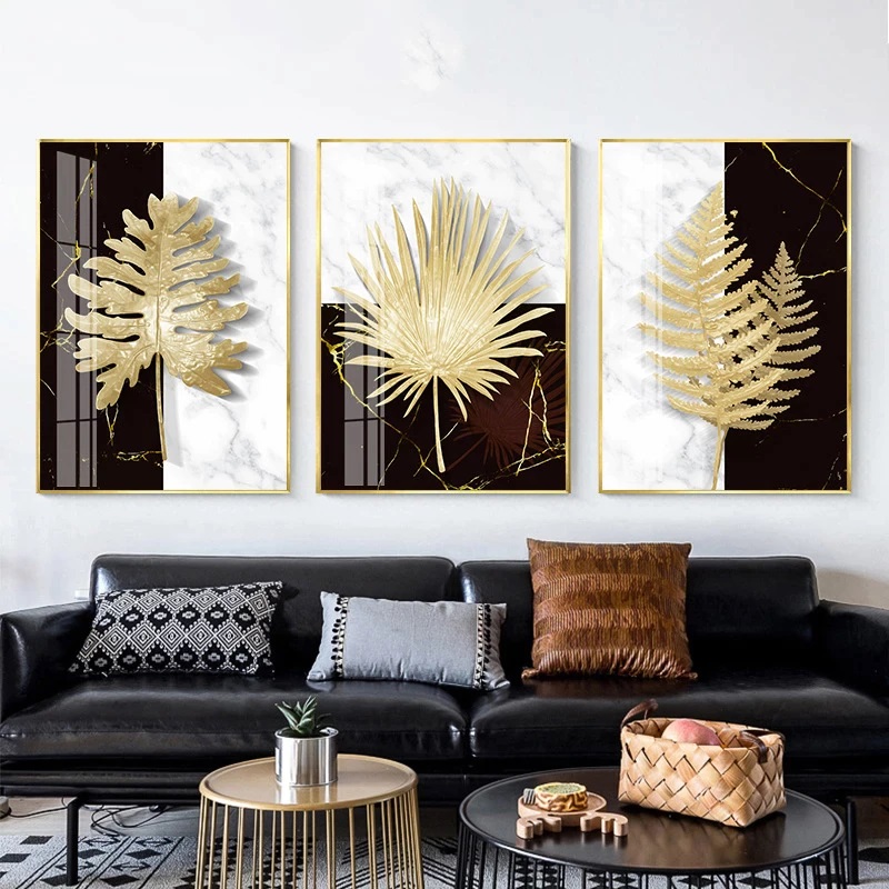 Modern Gold Leaf Wall Art Set