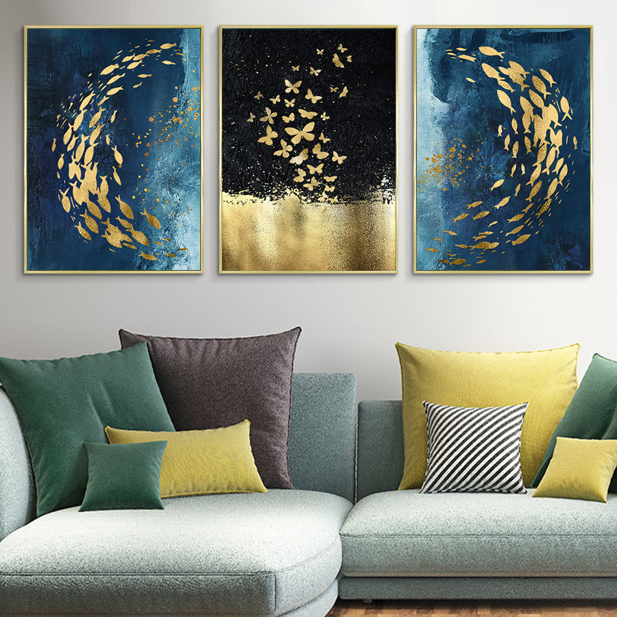 Modern Abstract Gold Foil Wall Art Set