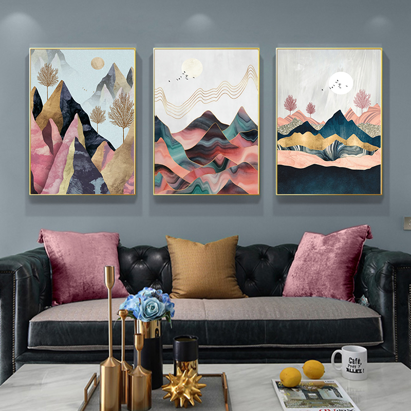 Modern Abstract Mountain Canvas Wall Art Set