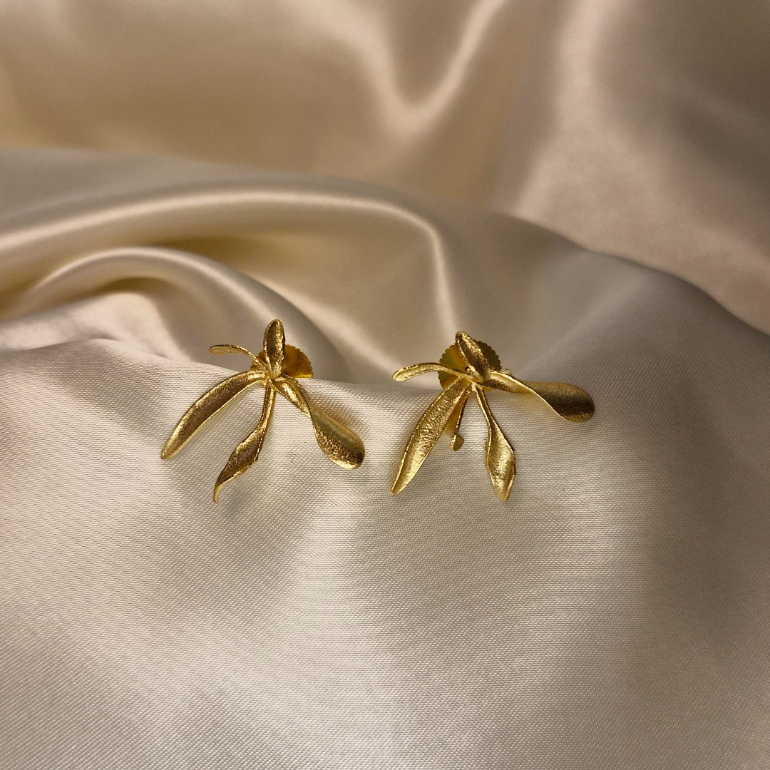 Golden Bloom Brass Earrings