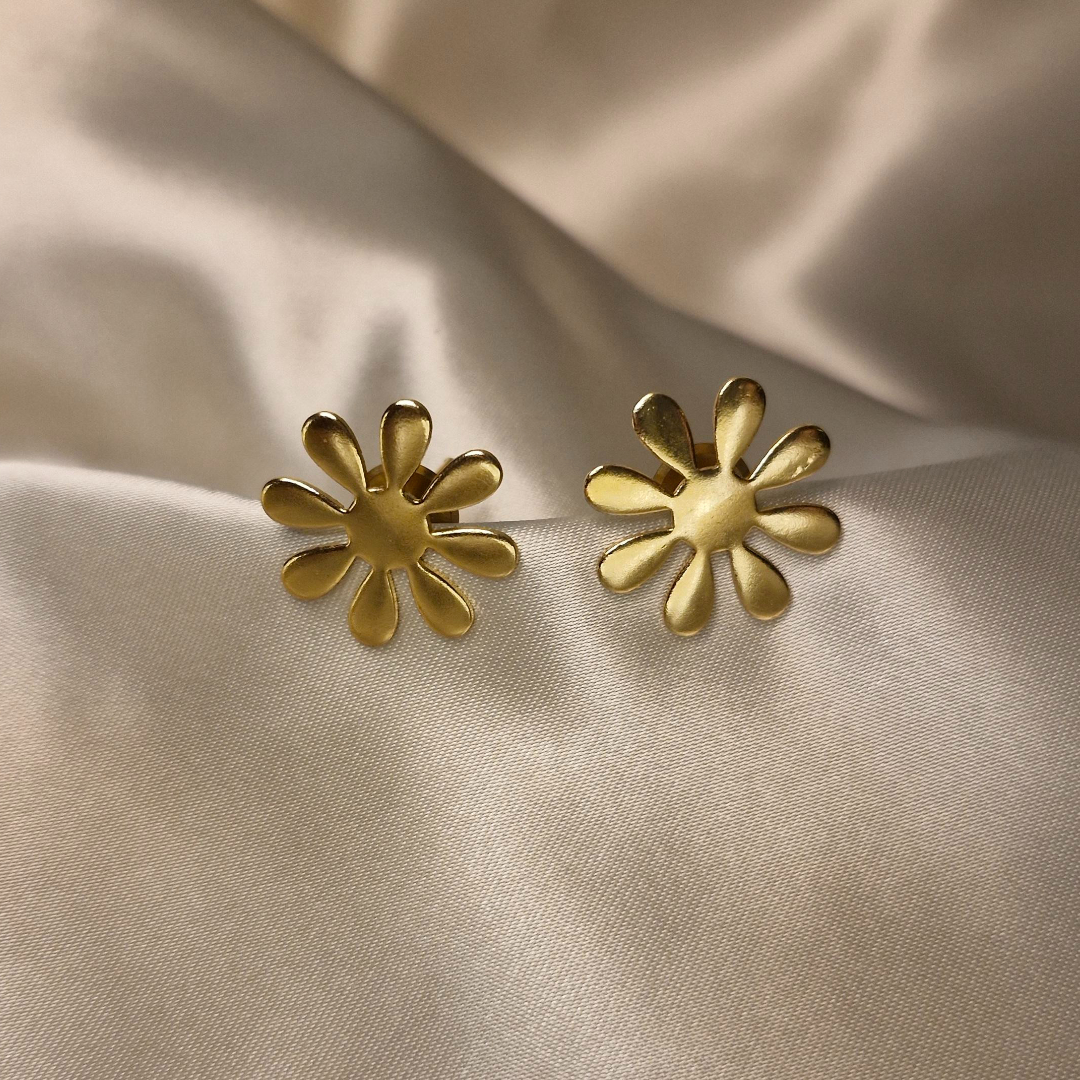 Golden Bloom Petal Stud Earrings