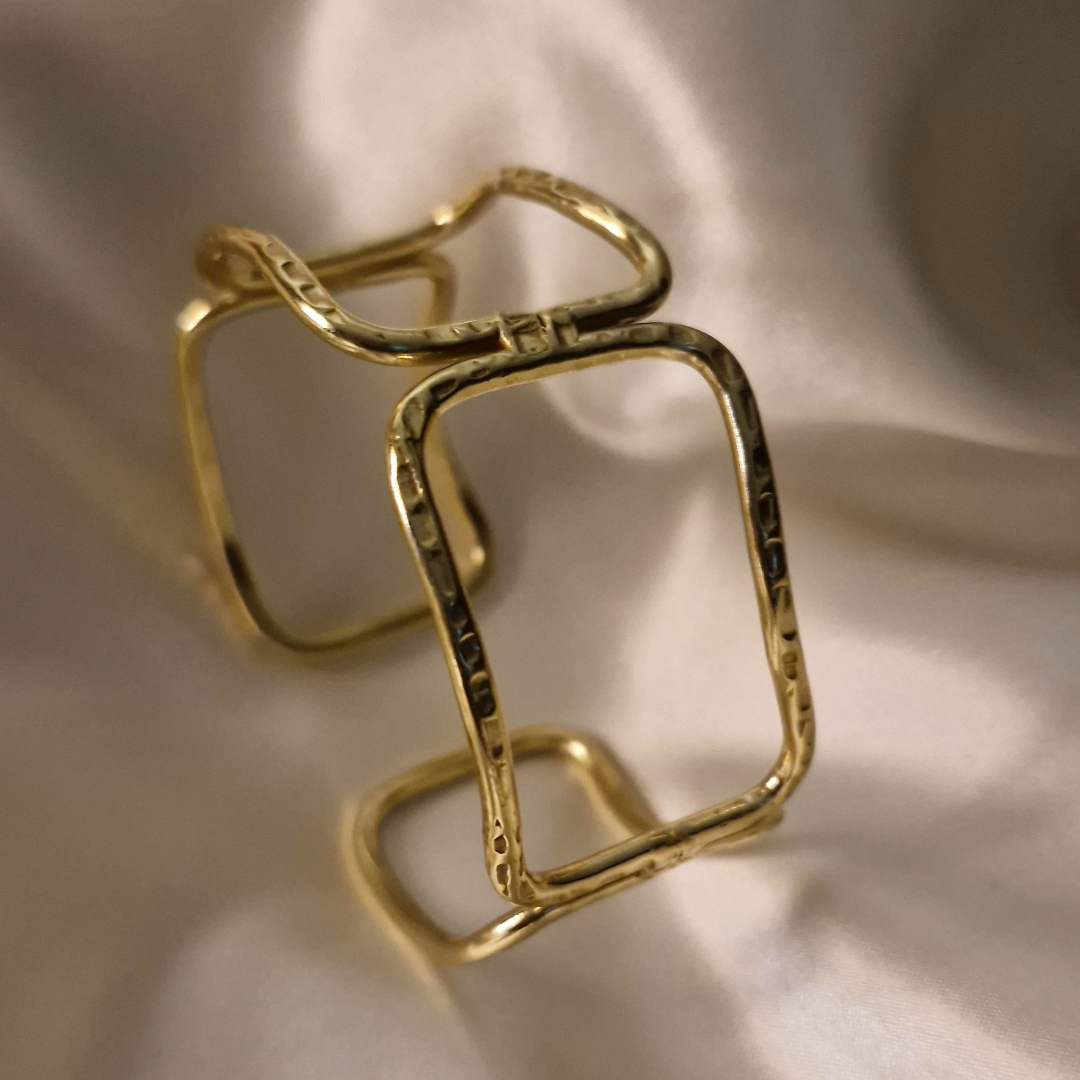 Hammered Brass Statement Bracelet