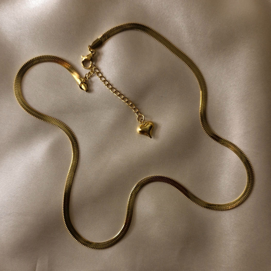 Golden Heart Snake Chain Necklace