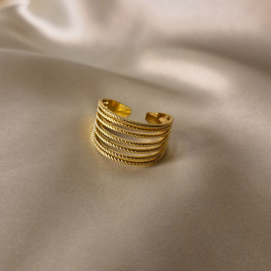 Golden Radiance Multi-Band Ring