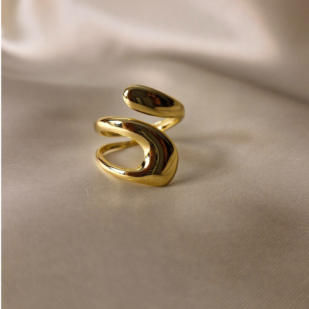 Golden Serpentine Coil Ring