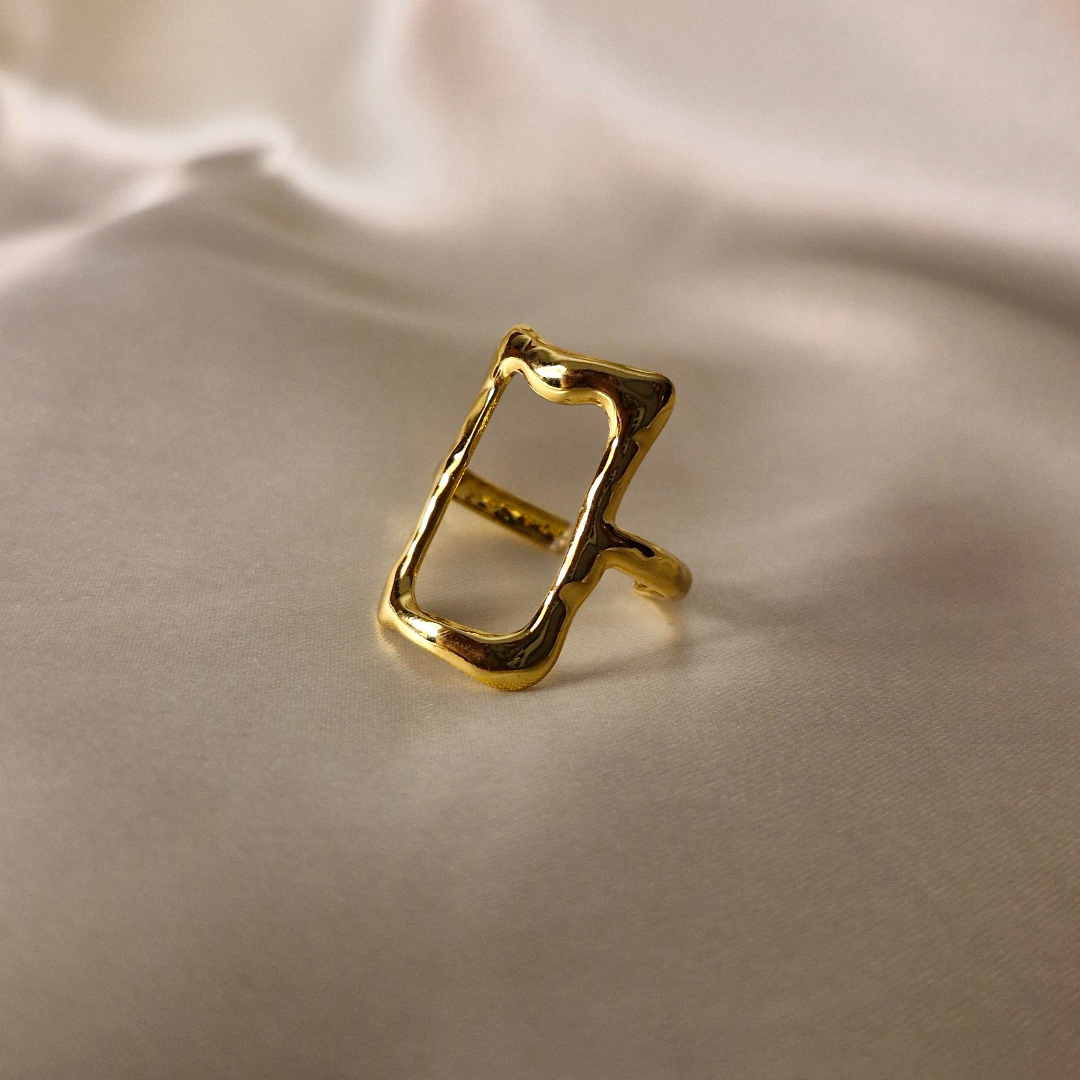 Golden Embrace Abstract Ring