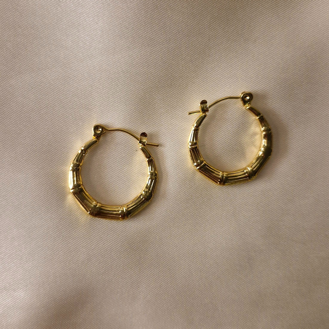 Golden Bamboo Hoop Earrings