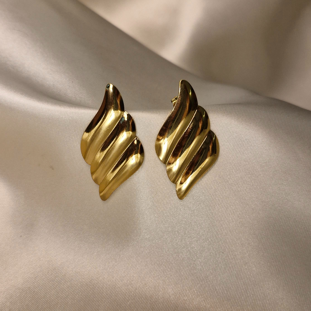 Golden Cascade Wave Studs