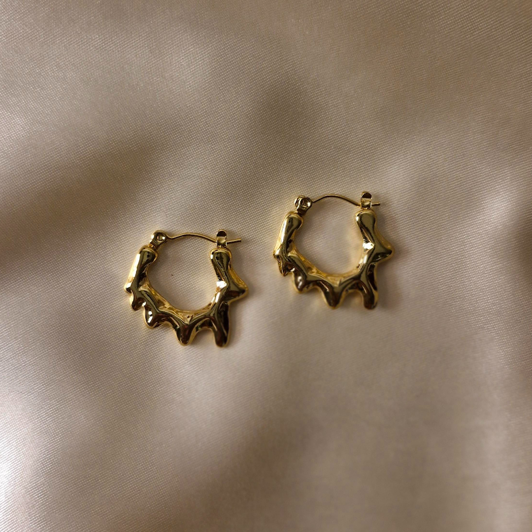 Golden Liquid Drip Hoops