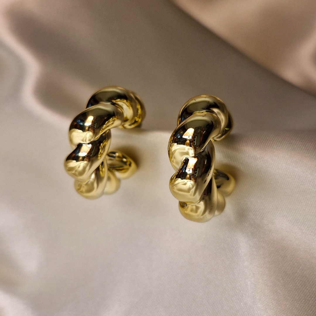 Golden Twisted Hoop Earrings
