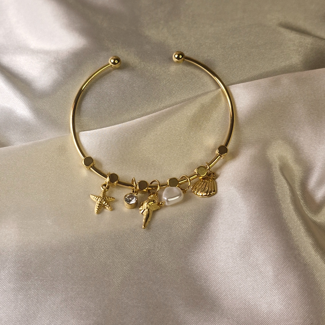 Sea Pearl Charm Open Bangle
