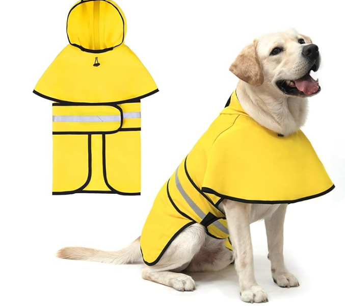 Dog Raincoat with Reflective Strips