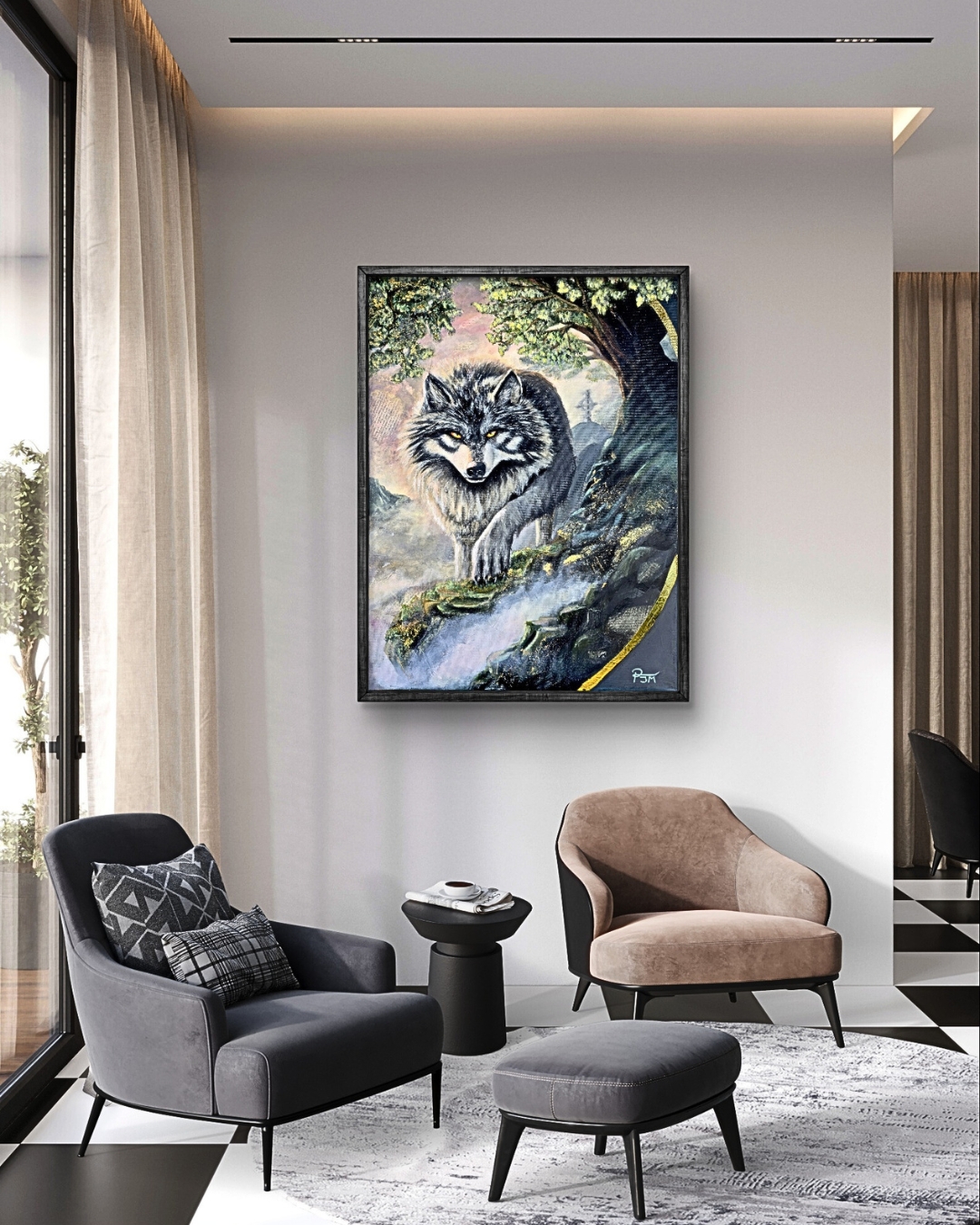 The Silver Guardian | Black wood frame
