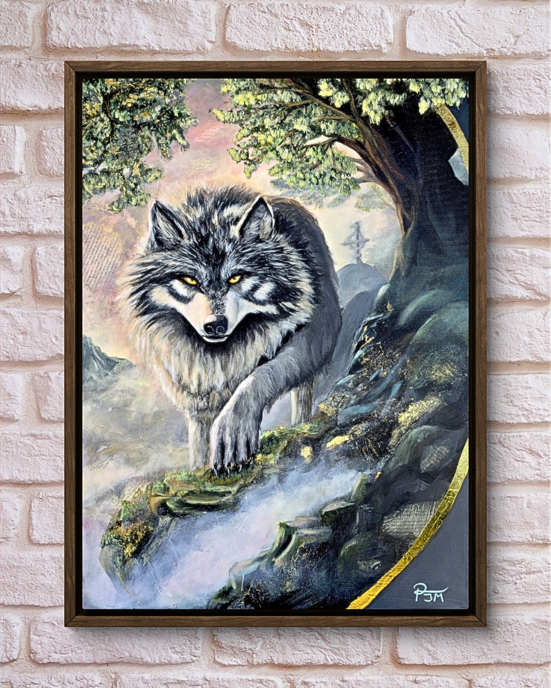The Silver Guardian | Dark brown wood frame