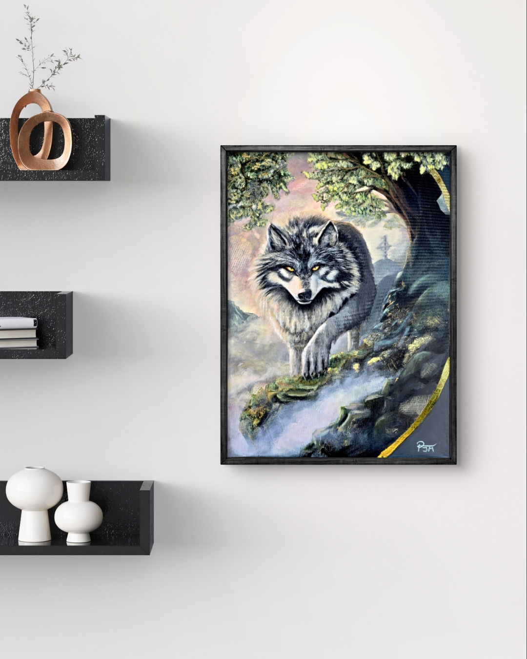The Silver Guardian | Black wood frame