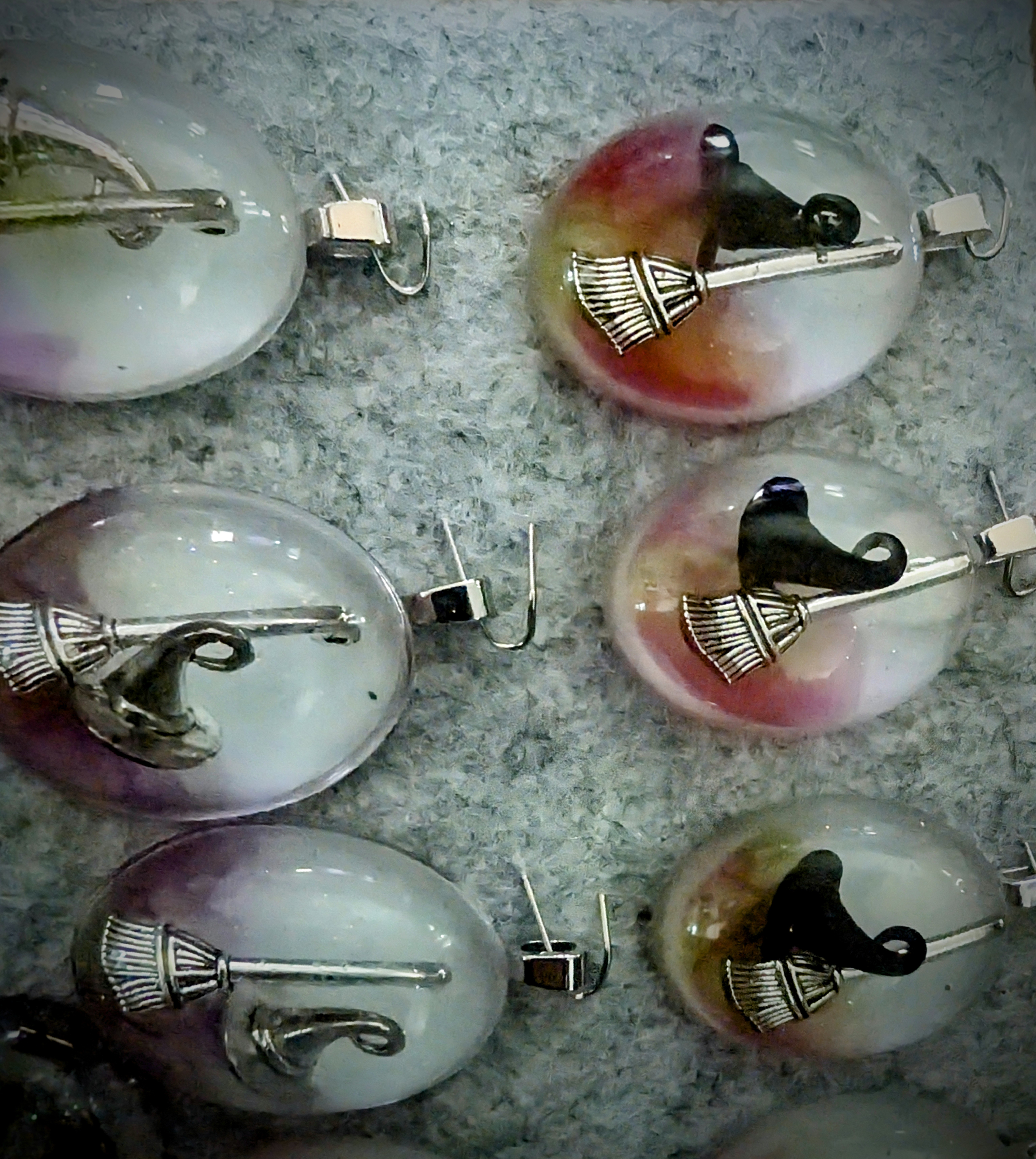 "I'm Melting" Witch Hat and Broomstick Resin Pendants
