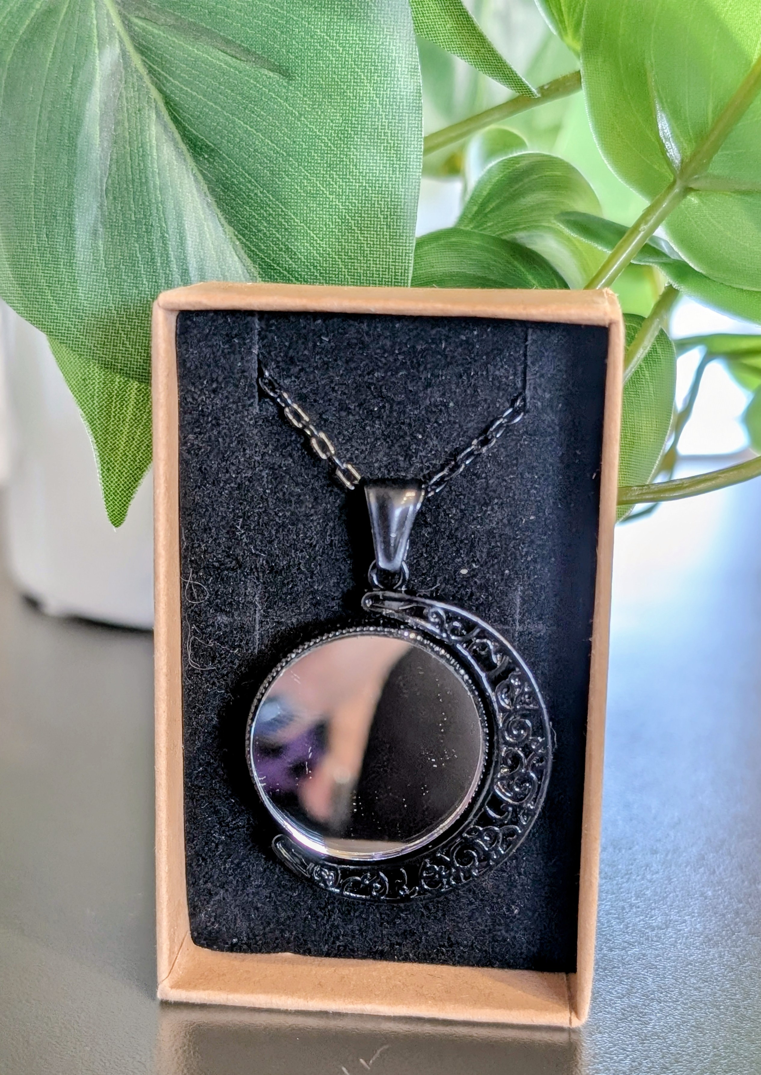 Witch Mirror Necklace with genuine Kyanite