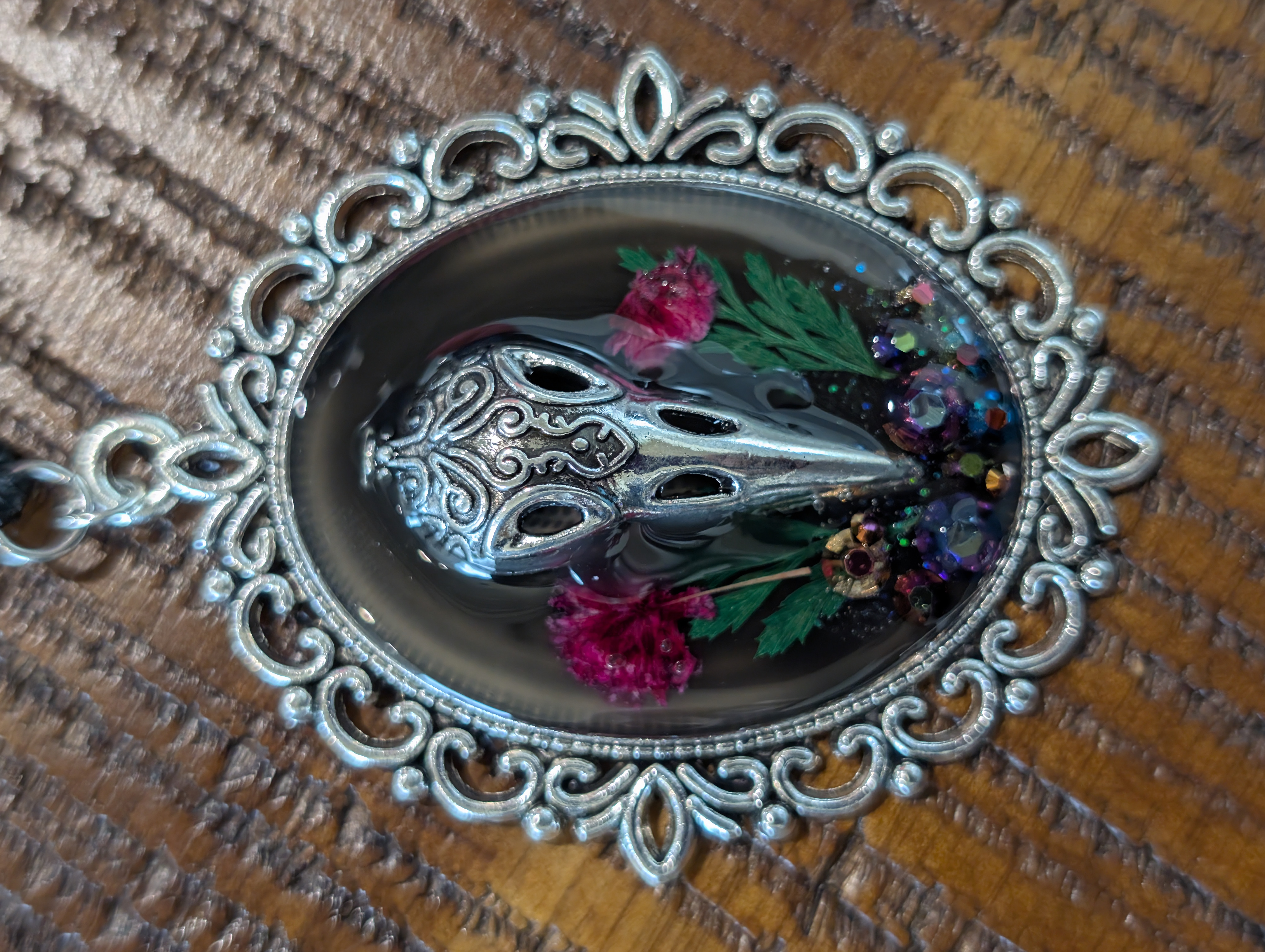 Handmade Plague Doctor Cameo Pendant
