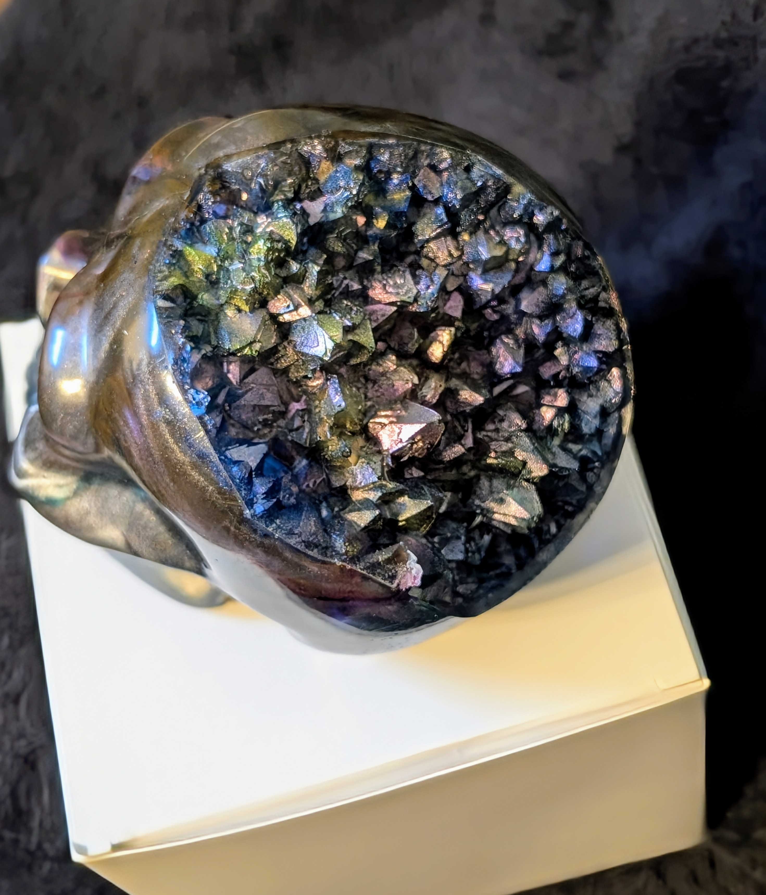 Crystal Geode Skull Sculpture