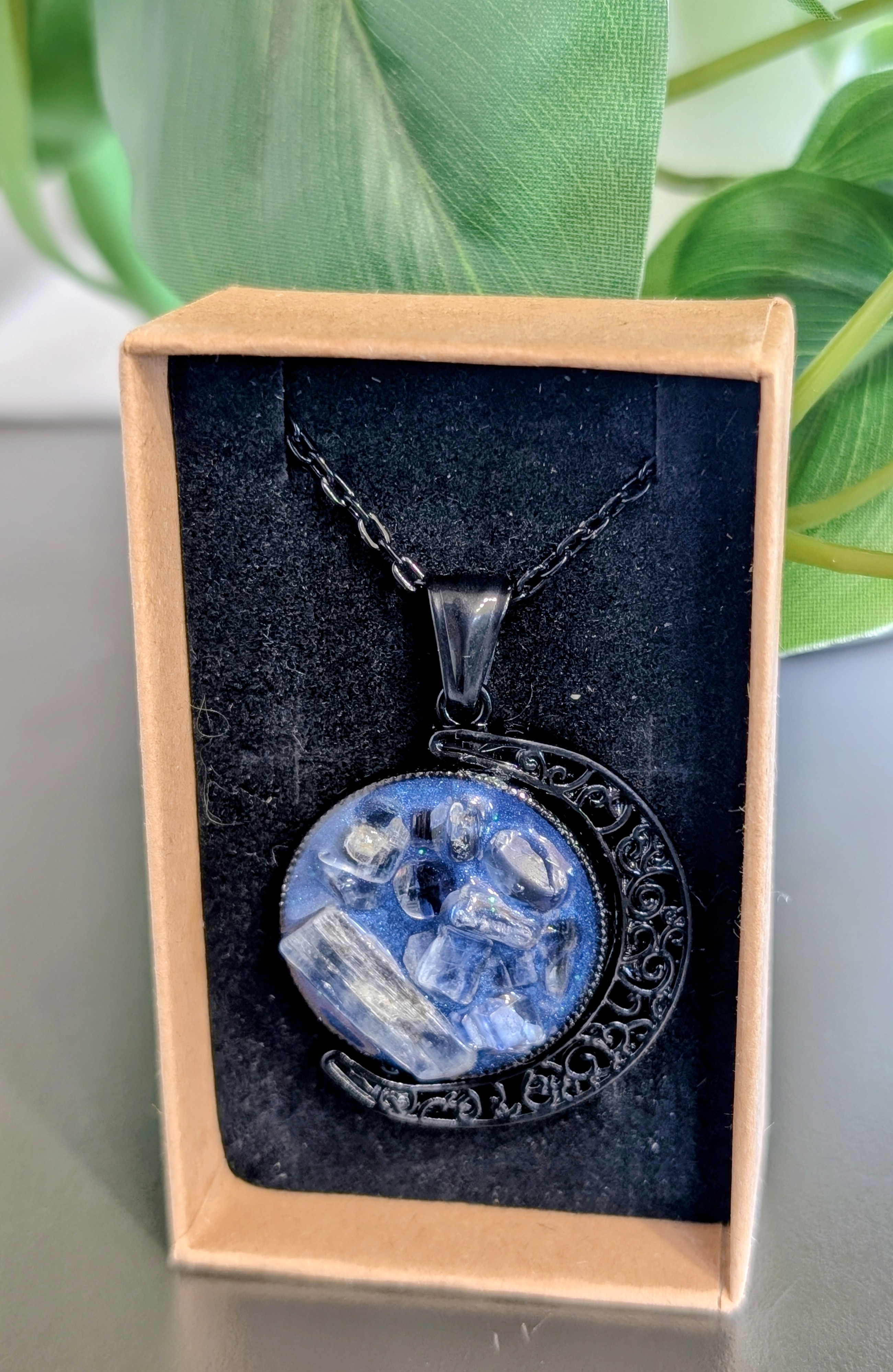 Witch Mirror Necklace with genuine Kyanite