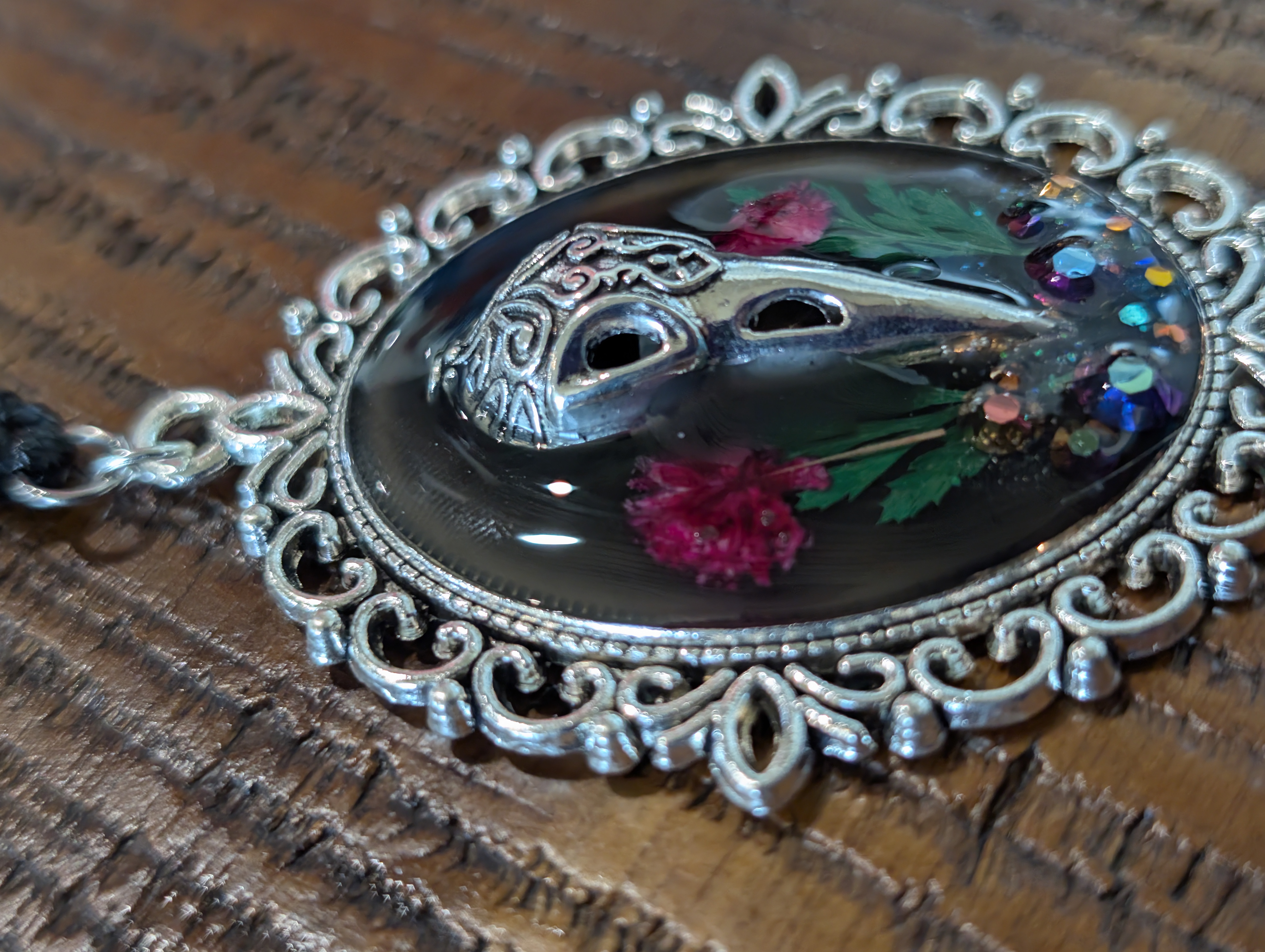 Handmade Plague Doctor Cameo Pendant