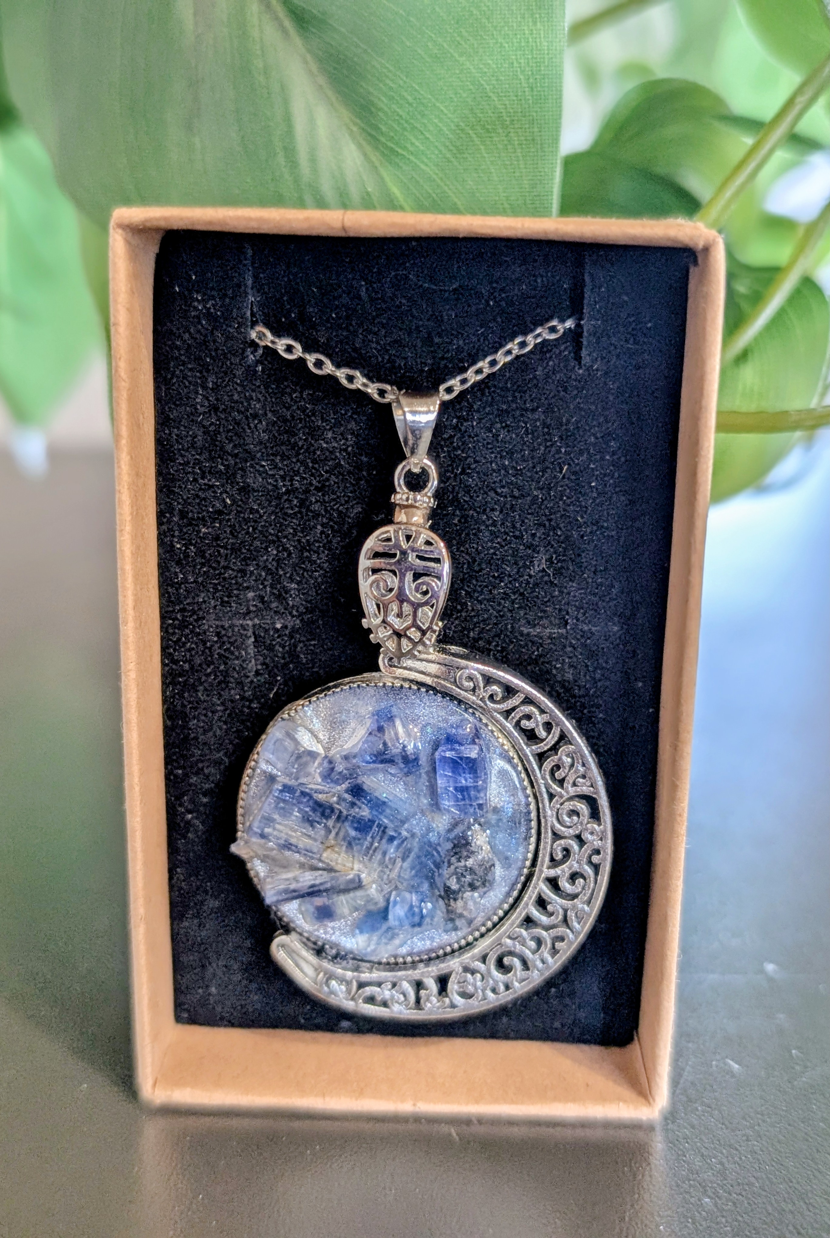 Witch Mirror Necklace with genuine Kyanite