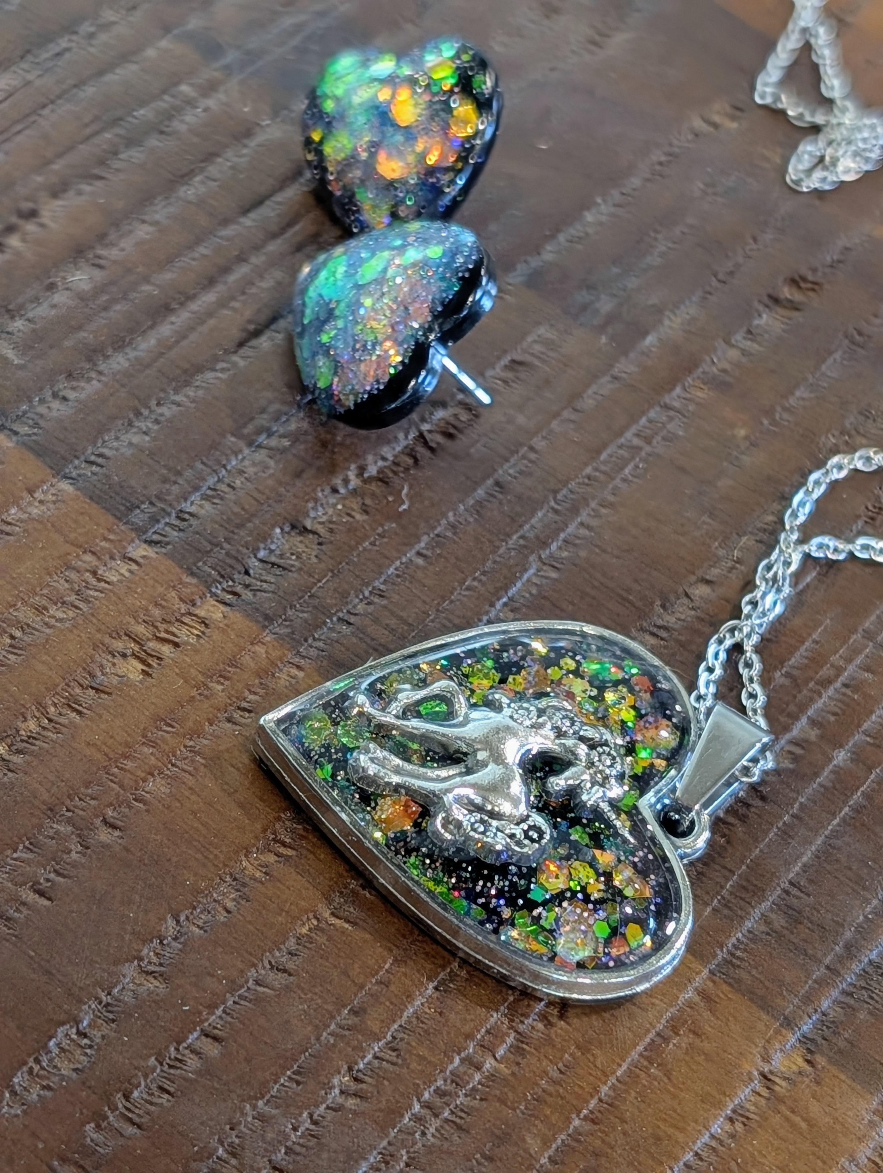 Color Shifting Resin Unicorn Heart Necklace